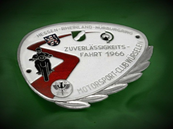 Details zu Old German ADAC badge Nürburgring 1966 Plakette plaque emblem Würselen BMw #110