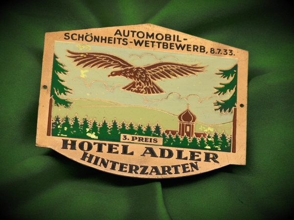 Very old German badge Plakette Beauty contest 3rd prize 1933 BMW Mercedes ##547