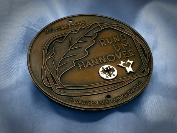 Old German Badge 1955 ADAC Plakette plaque emblem Hannover rally BMW DKW VW #211