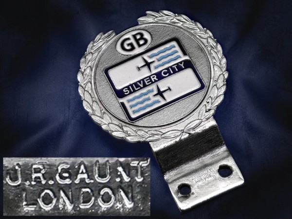 Details zu Gaunt Plaque Old British Car Badge 1950 GB Silver City Plakette Jaguar MG #352