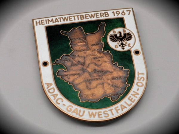 Old German ADAC Badge Plaque Emblem Westfalen 1967 Porsche Mercedes BMW VW #448
