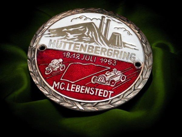 Old German Badge Plakette 1953 Race Huettenbergring Lebenstedt Porsche BMW #428
