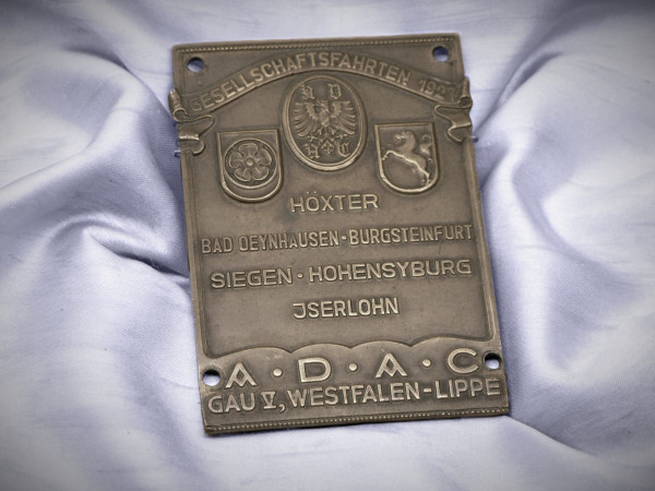 Sehr seltene alte ADAC Westfalen Rally Plakette Badge 1927 Höxter Mercede #473