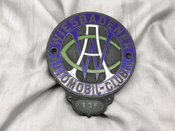 Very old German badge 1904 Plakette plaque Wiesbadener automobil club ##467
