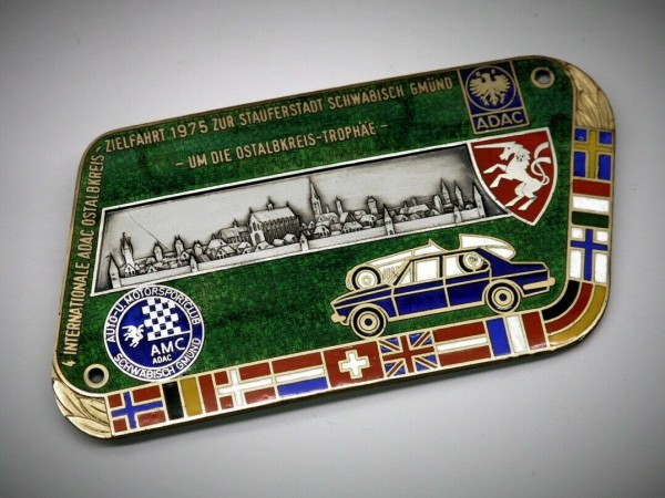 Old German Badge Plaque 1975 ADAC Plakette Emblem Porsche Mercedes BMW VW #63