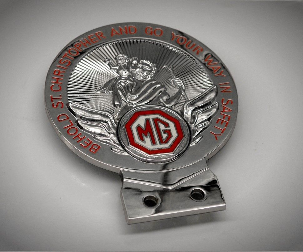 Christopher badge mascot emblem plaque Jaguar MG Triumph Morgan Porsche