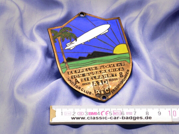 Alte Deutsche Plakette Zeppelin Rückehr 1930 Plakette Friedrichshafen Mercedes ##560