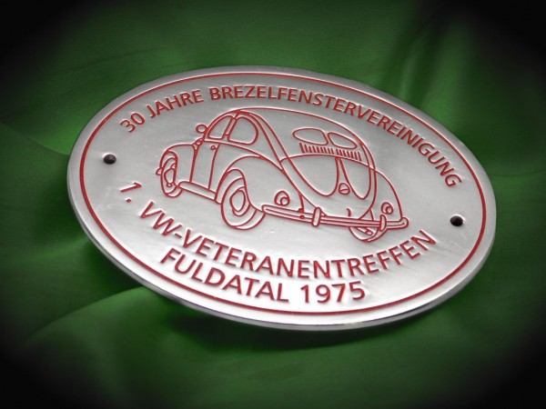 VW Badge Plaque Plakette 1 Meeting 1975 Pretzel-Window 30 Years Beetle #421