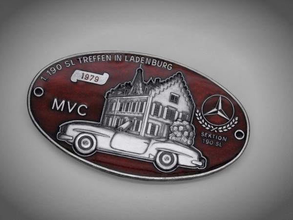 Mercedes 190 SL meeting 1979 badge German sports car plaque Ladenburg