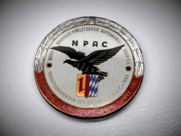 Old German Car Badge NPAC Plakette plaque emblem rally 1965 Mercedes BMW