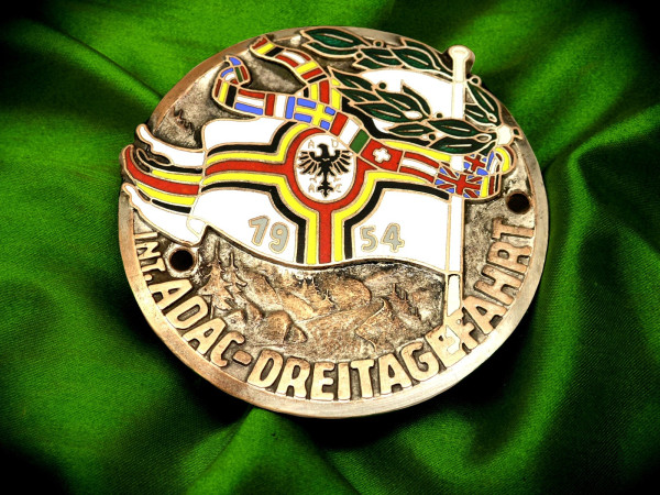 Alte Deutsche Plakette ADAC Dreitagefahrt 1954 Rallye Plakette Porsche Mercedes BMW #61