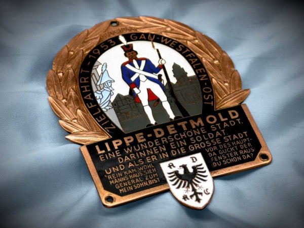 Old German badge 1953 ADAC Westfalen rally Plakette plaque Porsche Mercedes 425