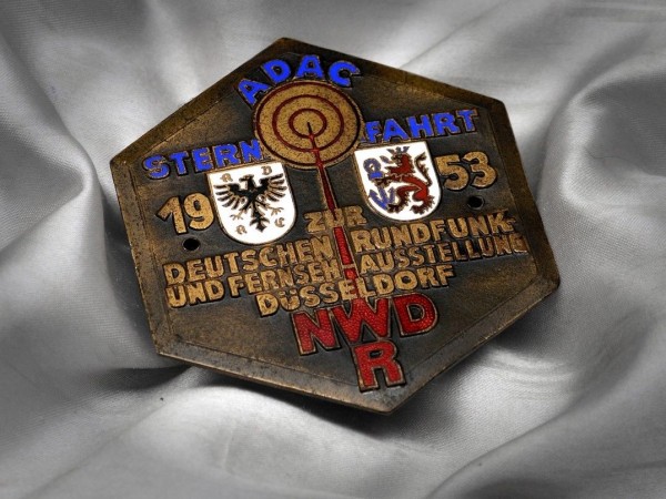 Details zu Old German badge 1953 Duesseldorf ADAC Plakette emblem VW Mercedes BMW DKW # 276