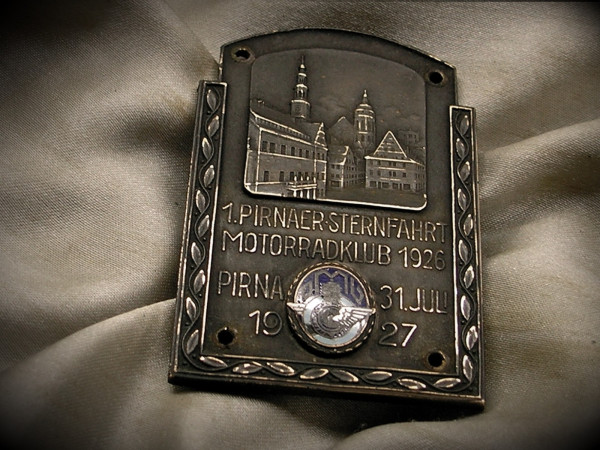 Sehr seltene alte Rally Plakette Badge 1. Pirnaer Sternfahrt 1927 #502