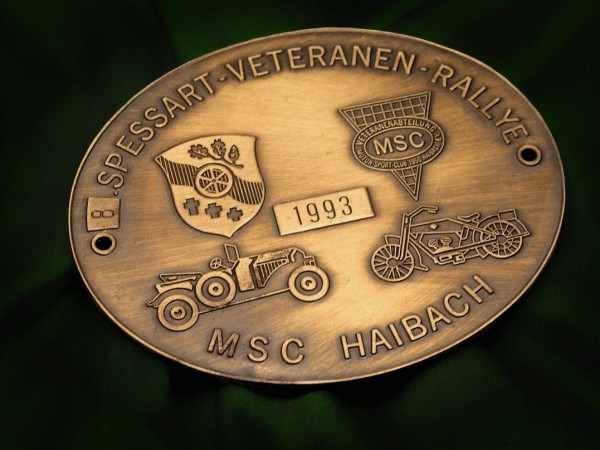 Details zu German Badge MSC Haibach Spessart Plakette 1993 plaque Mercedes VW # 308