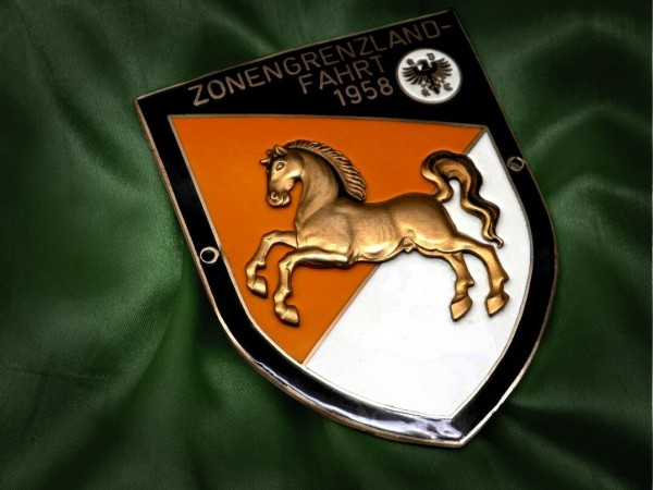 Old German Badge 1958 ADAC Plakette plaque Zones border Rally Porsche VW #451