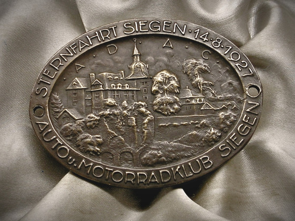 Sehr seltene alte Rally Plakette Badge 1927 ADAC Siegen Mercedes Adler ##502