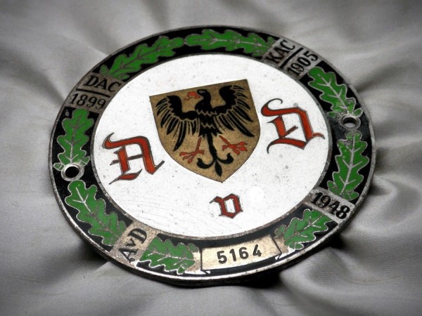 Details zu Old German AvD Badge 1949 Plakette Plaque Emblem Mercedes BMW DKW Borgward 276