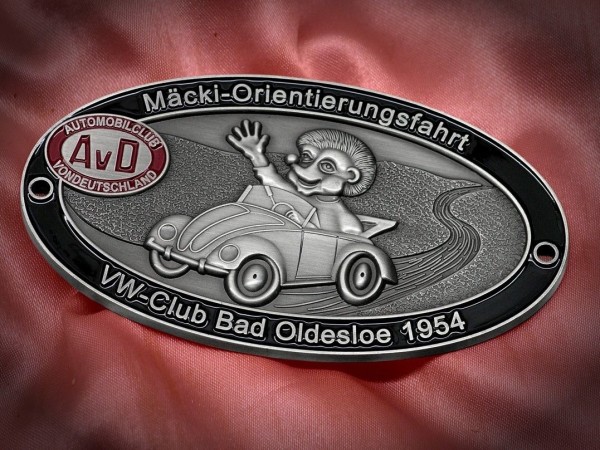 Details zu German VW Badge 1954 Bad Oldesloe Plakette Emblem Beetle Pretzel Window #79