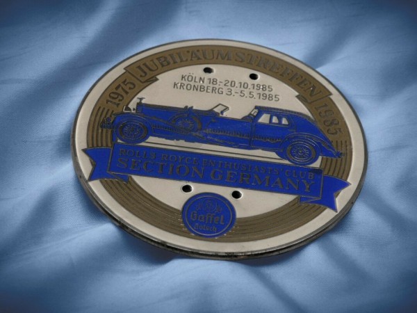 Rolls Royce Enthusiast,s club Cologne 1985 badge plaque Plakette Emblem #413
