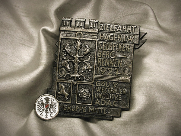 Sehr seltene alte Plakette Badge ADAC Selbecker Bergrennen 1927 Mercedes ##367