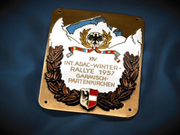 Old ADAC Badge Garmisch Bavaria Plakette Emblem 1957 Porsche Mercedes VW #220