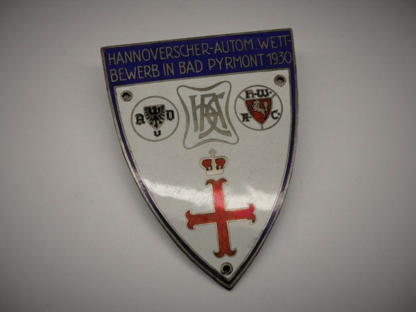 Old German badge 1930 Hannover Pyrmont emblem AvD Plakette plaque Mercedes #383