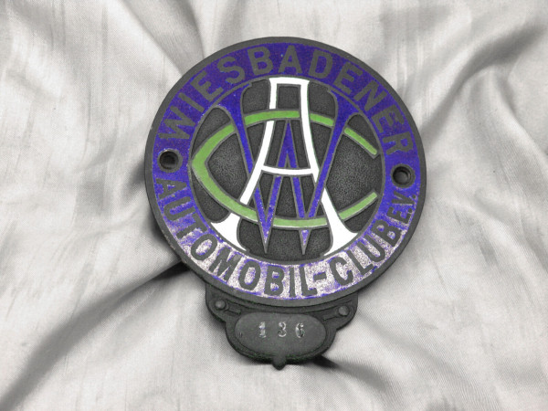 Very old German badge 1904 Plakette plaque Wiesbadener automobil club #467