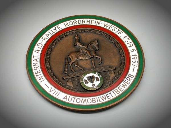 Old German AvD rally badge 1957 plaque Plakette Porsche Mercedes BMW VW #145